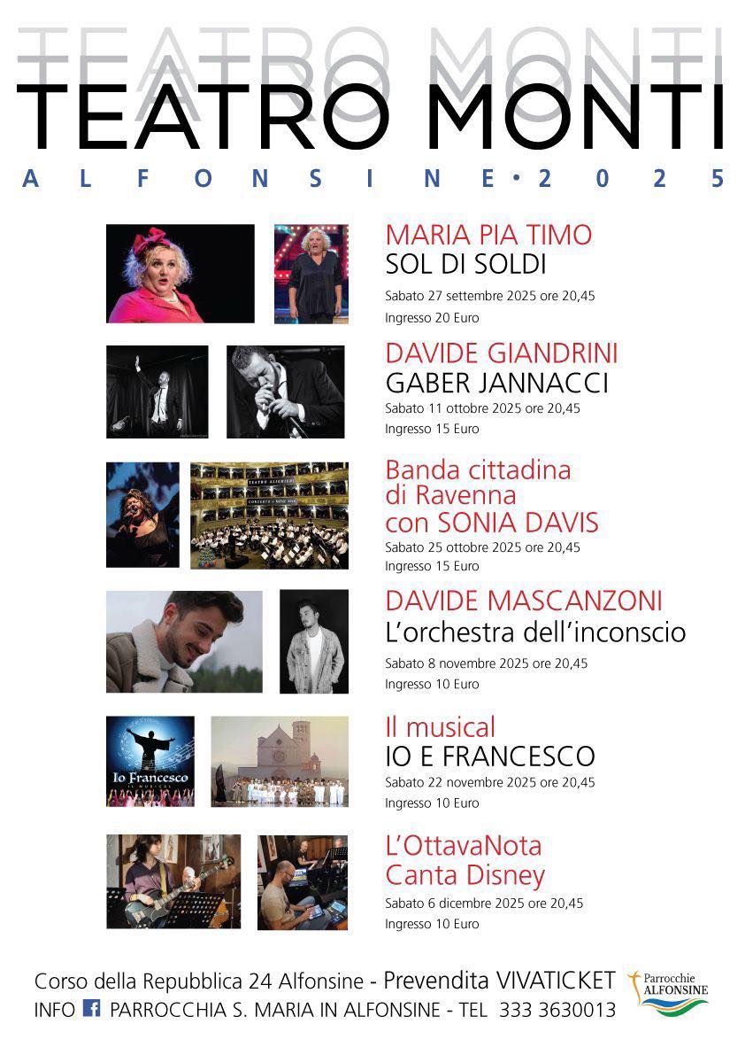 17 AGOSTO – TEATRO – Ufficiale Teatro Monti ecco il Programma 2025