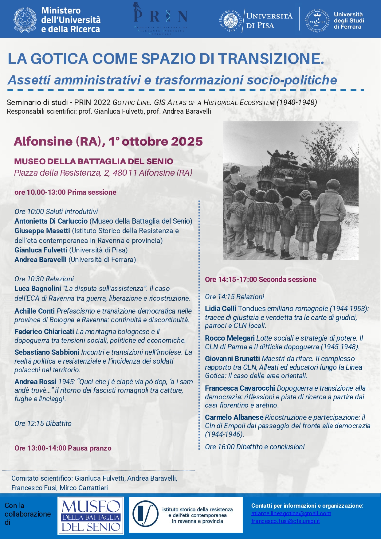 1 OTTOBRE – CULTURA – Seminario di Studi dedicato alla Linea Gotica al Museo della Battaglia del Senio