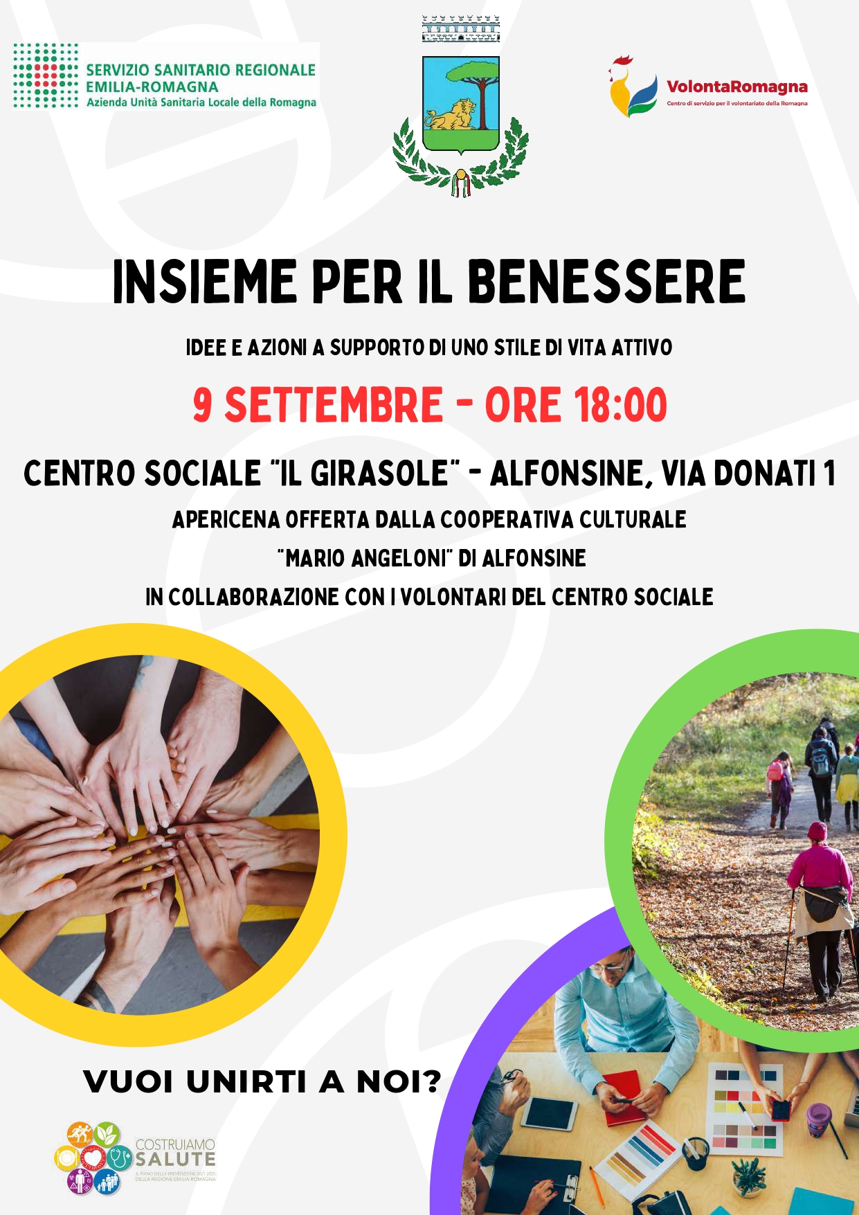 9 SETTEMBRE – INCONTRI – Si parla di Benessere al Centro Sociale IL GIRASOLE