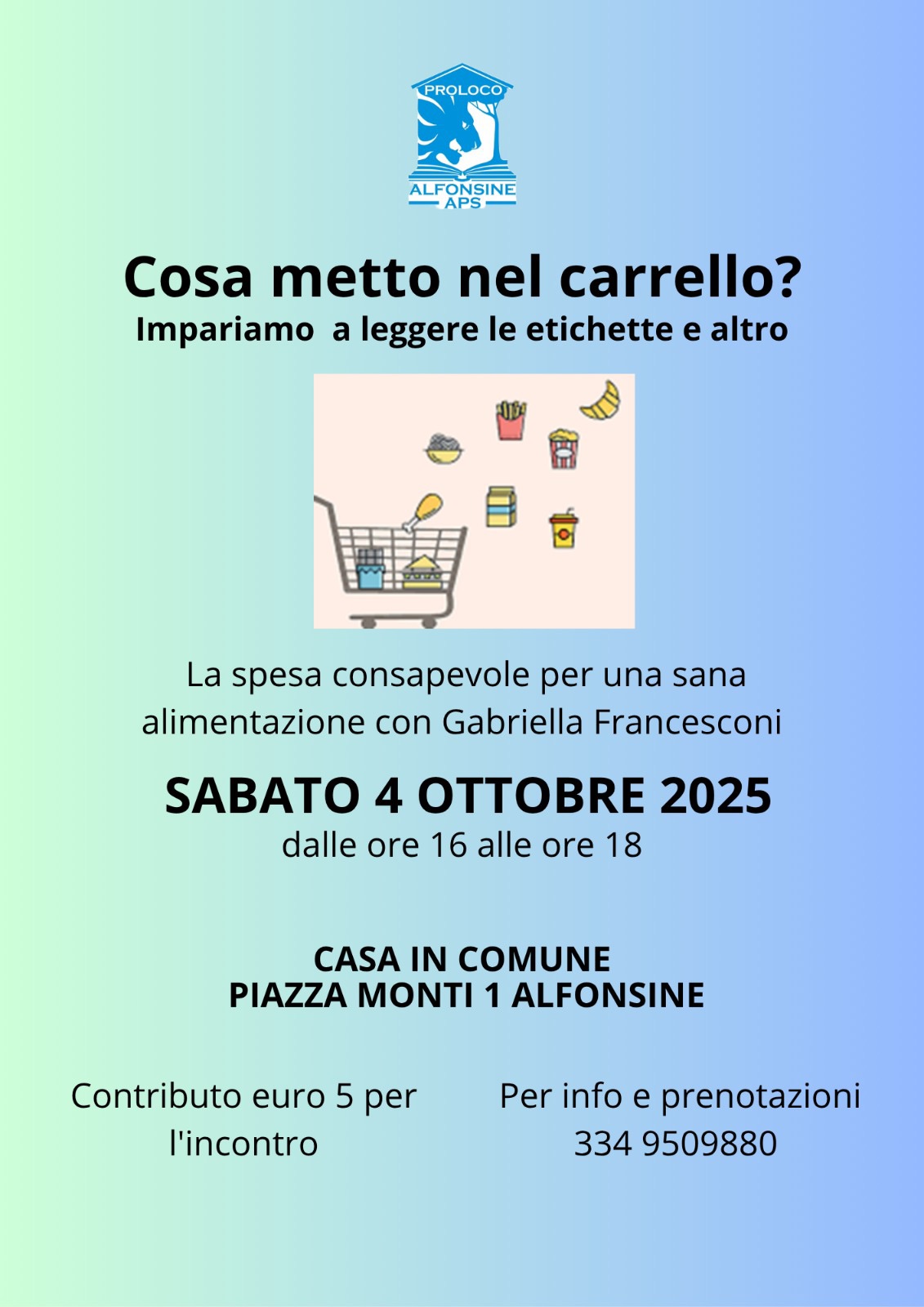 4 OTTOBRE – EVENTO – Cosa metto nel carrello ? presso Piazza Vincenzo Monti