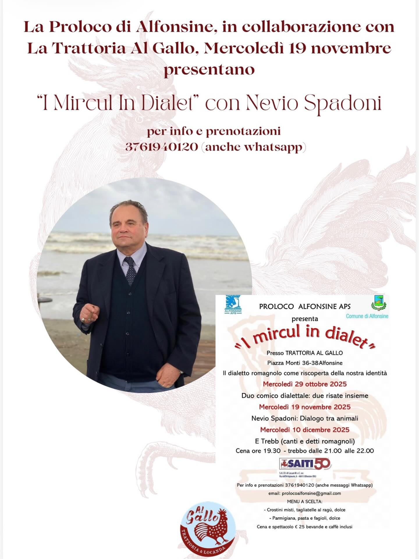 19 NOVEMBRE – Al Gallo tornano I MIRCUL IN DIALET -Risate e Cena