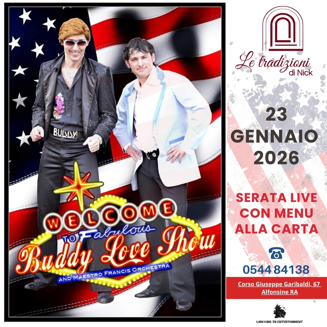23 GENNAIO 2026 – CENA E SPETTACOLO Al Ristorante Le Tradizioni di Nick