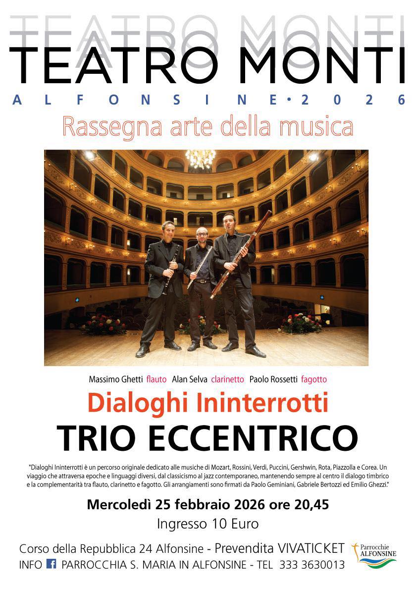 25 FEBBRAIO 2026 – CONCERTO – Al Teatro Monti Il Trio Eccentrico con Dialoghi interotti