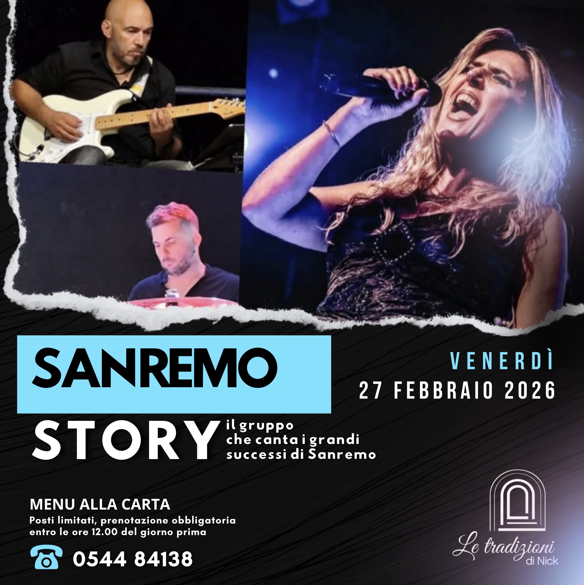 27 FEBBRAIO 2026 – MUSICA E CIBO – Alle Tradizioni di Nick si mangia e si canta Sanremo