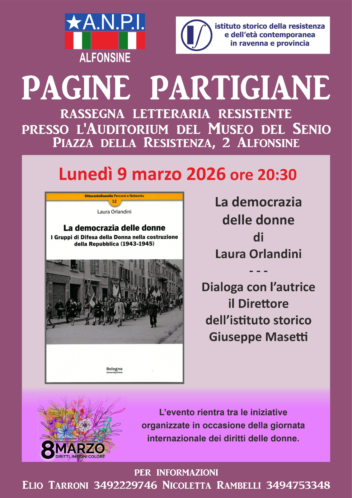 9 MARZO 2026 – EVENTI – Presentazione del libro “La Democrazia delle Donne” al Museo della Battaglia del Senio