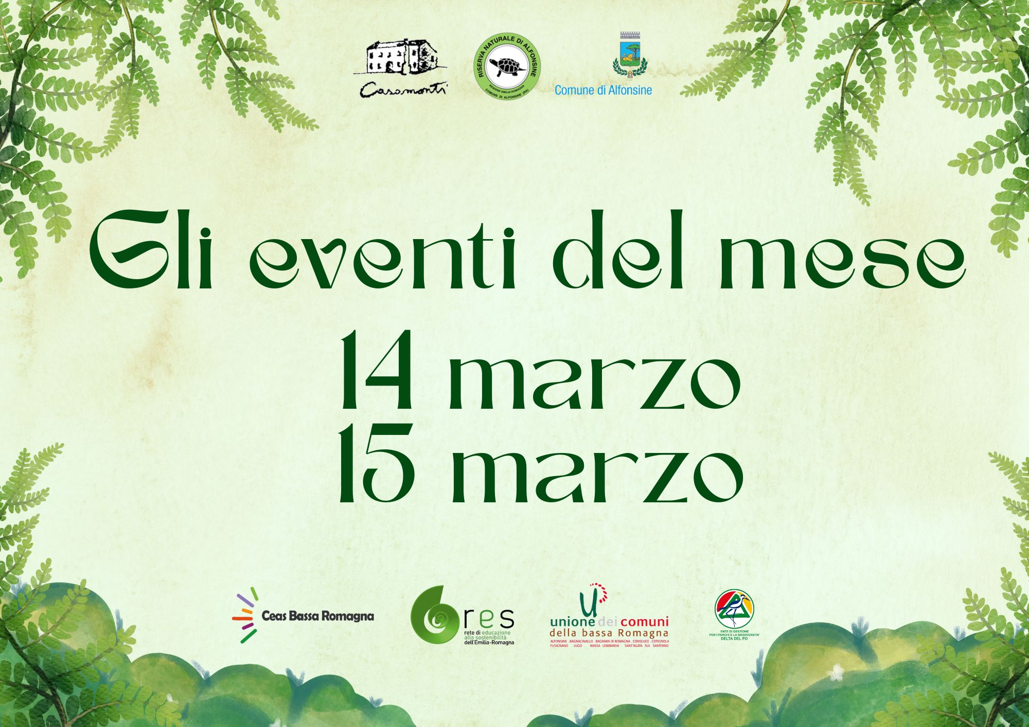 14 MARZO 2026 – Eventi culturali e visite alla Riserva Naturale ad Alfonsine dal 14 al 15 Marzo