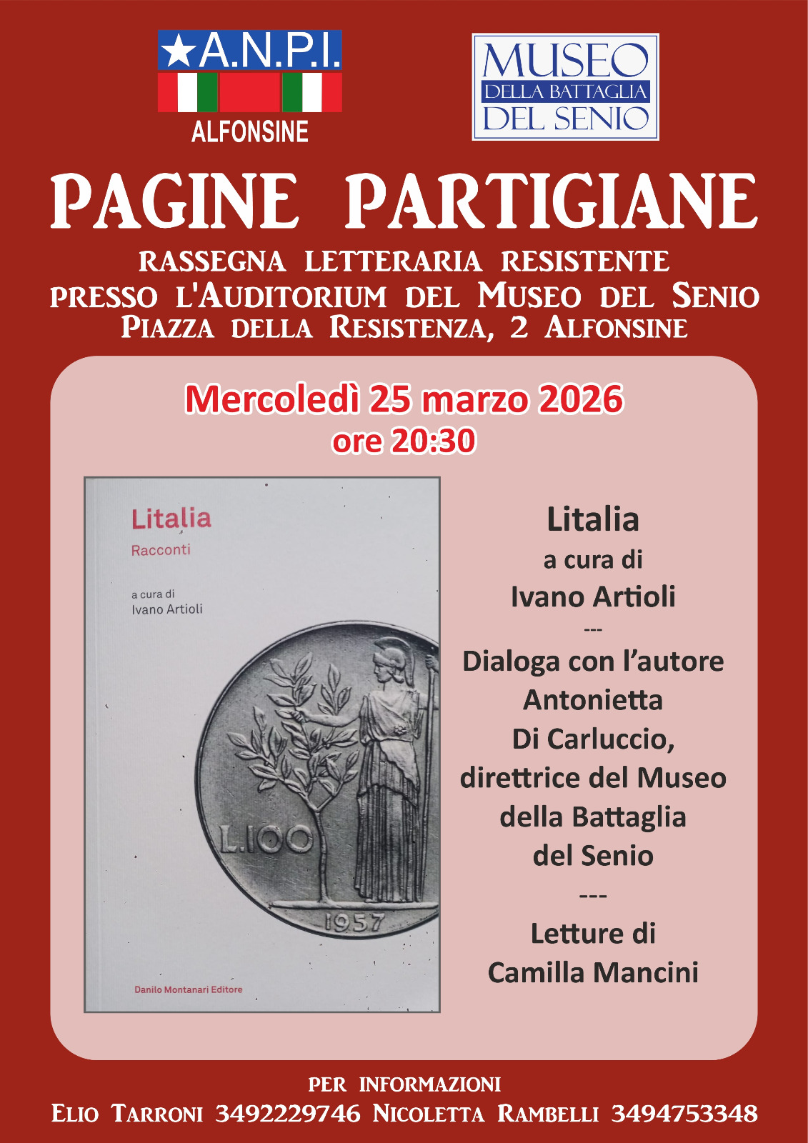 25 MARZO 2026 – INCONTRI – INTORNO ALLA LIBERAZIONE presso l’Auditorium del Museo del Senio