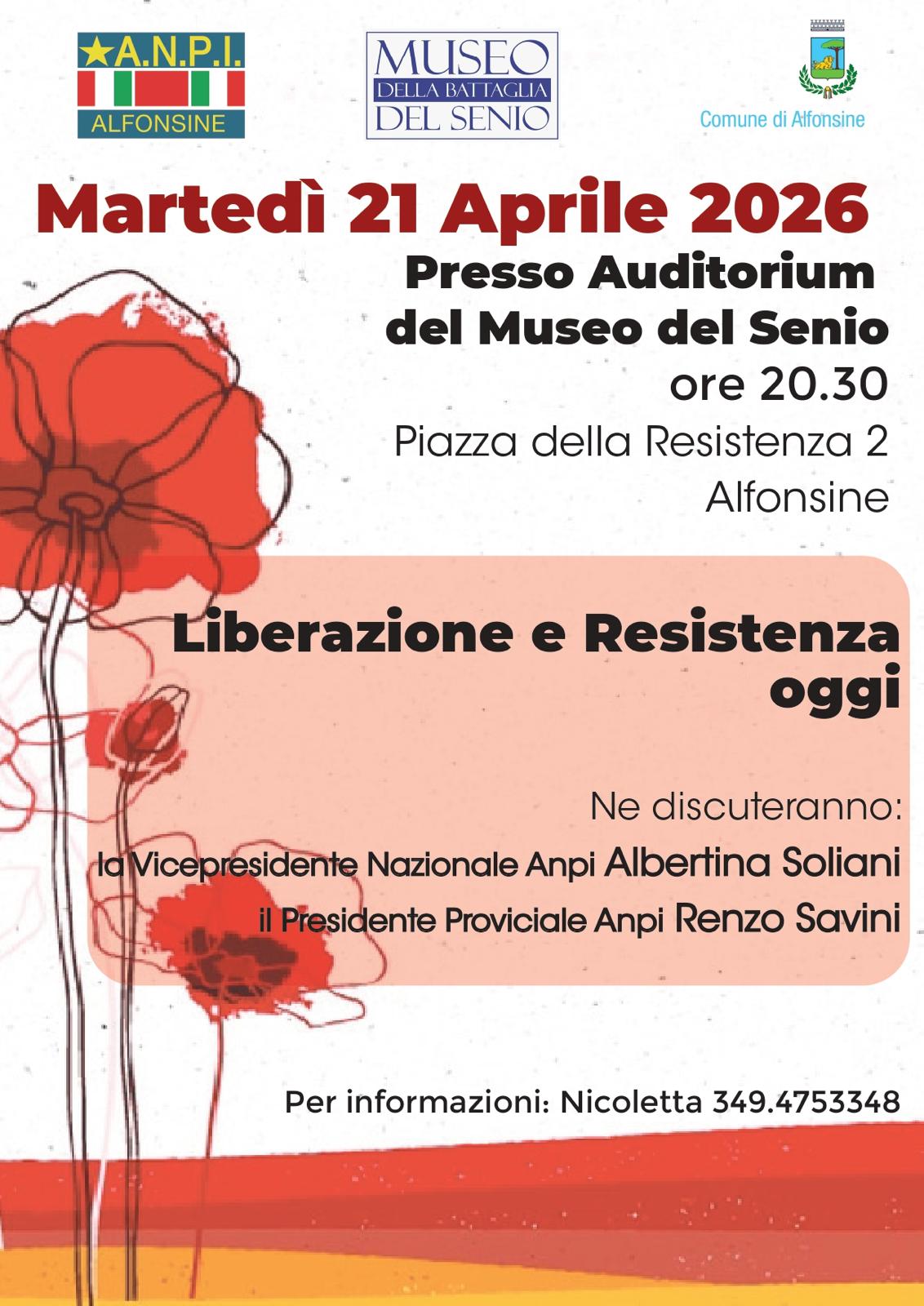 21 APRILE 2026 – INCONTRI – Al Museo del Senio LIBERAZIONE E RESISTENZA OGGI