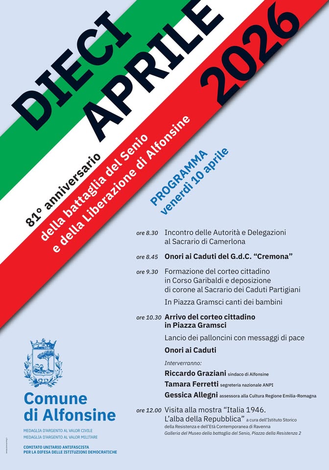 10 APRILE 2026 – EVENTO 81 ANNIVERSARIO DELLA LIBERAZIONE DI ALFONSINE