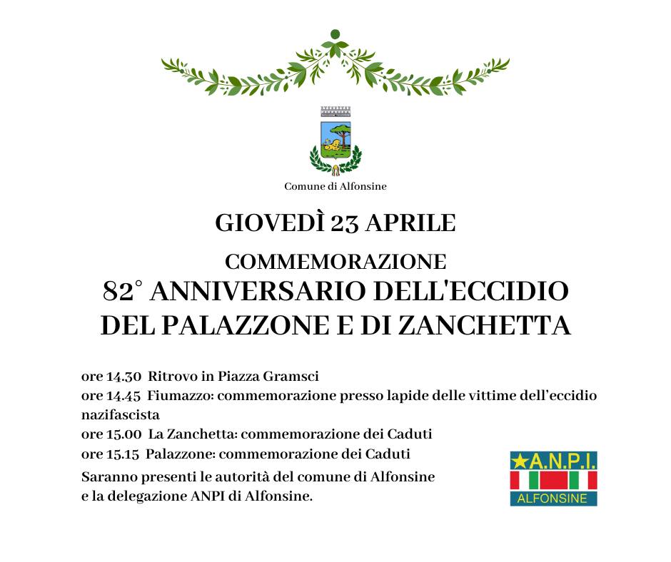 23 APRILE 2026 – Commemorazione dell’eccidio del Palazzone e di Zanchetta