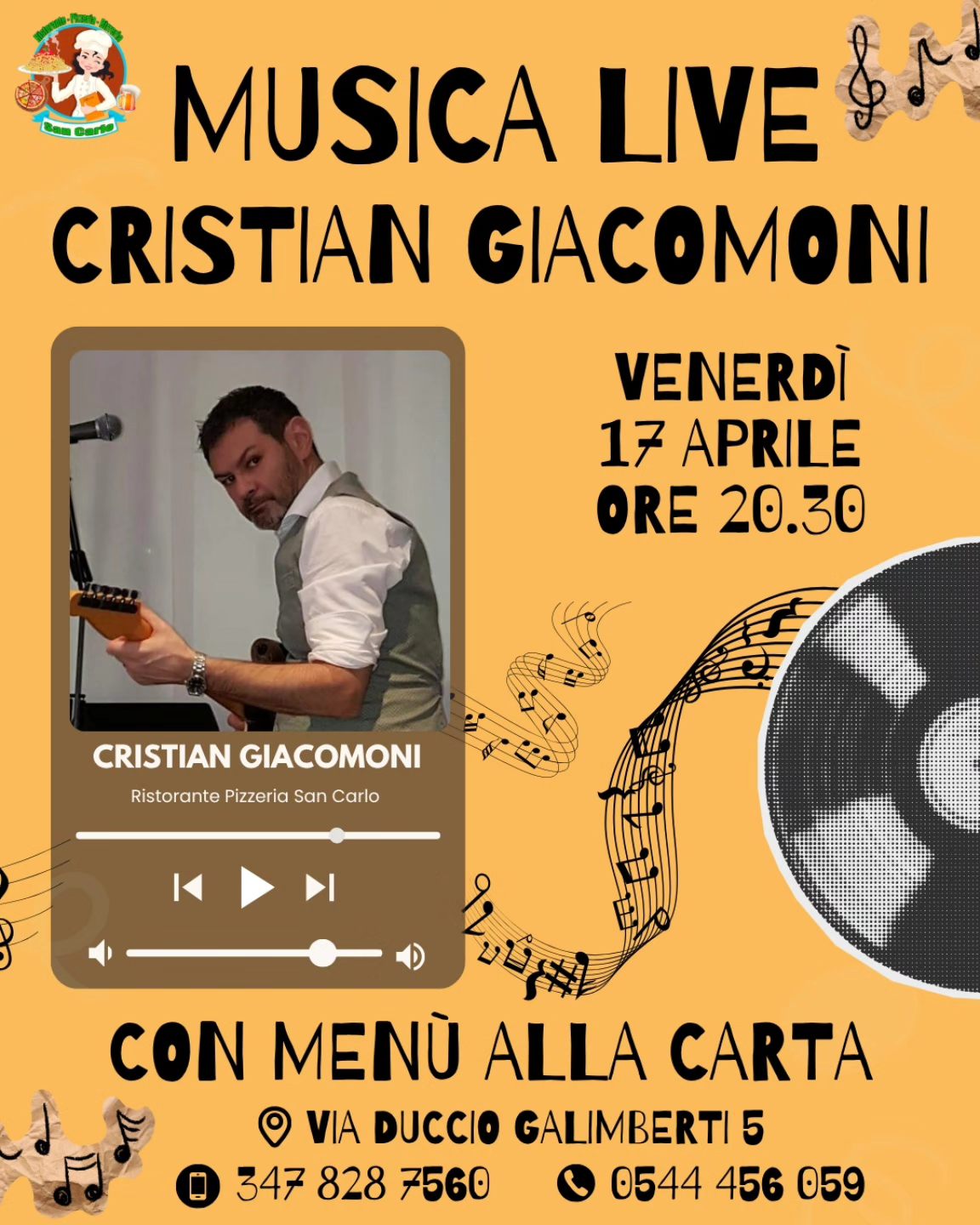 17 APRILE 2026 – Concerto e Cena al Ristorante San Carlo