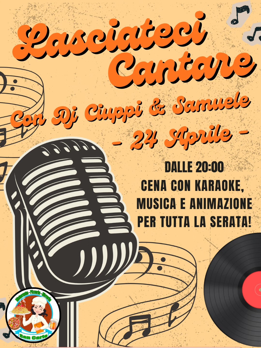 24 APRILE 2026 – MUSICA – Al Ristorante San Carlo si Canta e si Cena