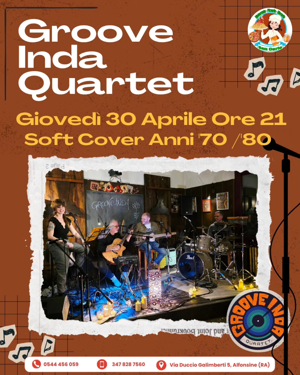 30 APRILE 2026 – Concerto e Cena al Ristorante San Carlo con GROOVE INDA QUARTET