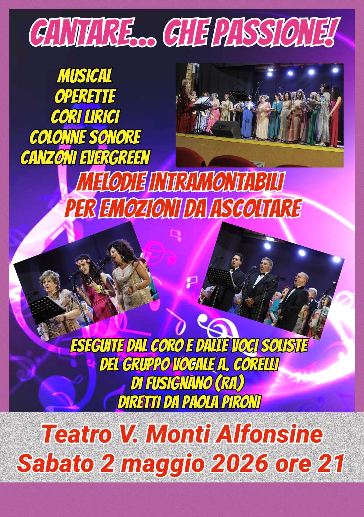 2 MAGGIO 2026 – CONCERTO – Al Teatro Monti “CANTARE CHE PASSIONE”