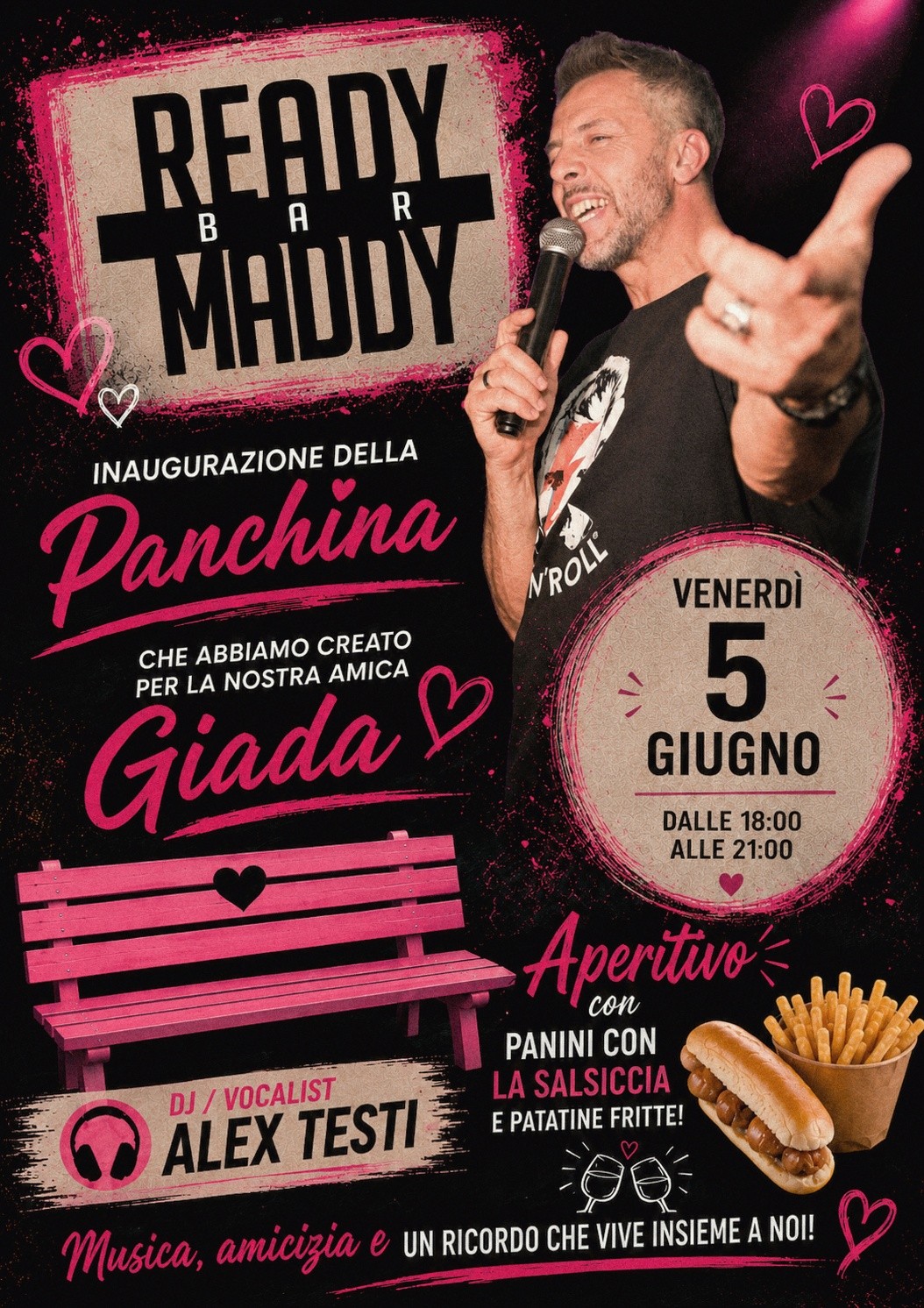 5 GIUGNO 2026 – EVENTO – Inaugurazione della Panchina GIADA al Ready Maddy