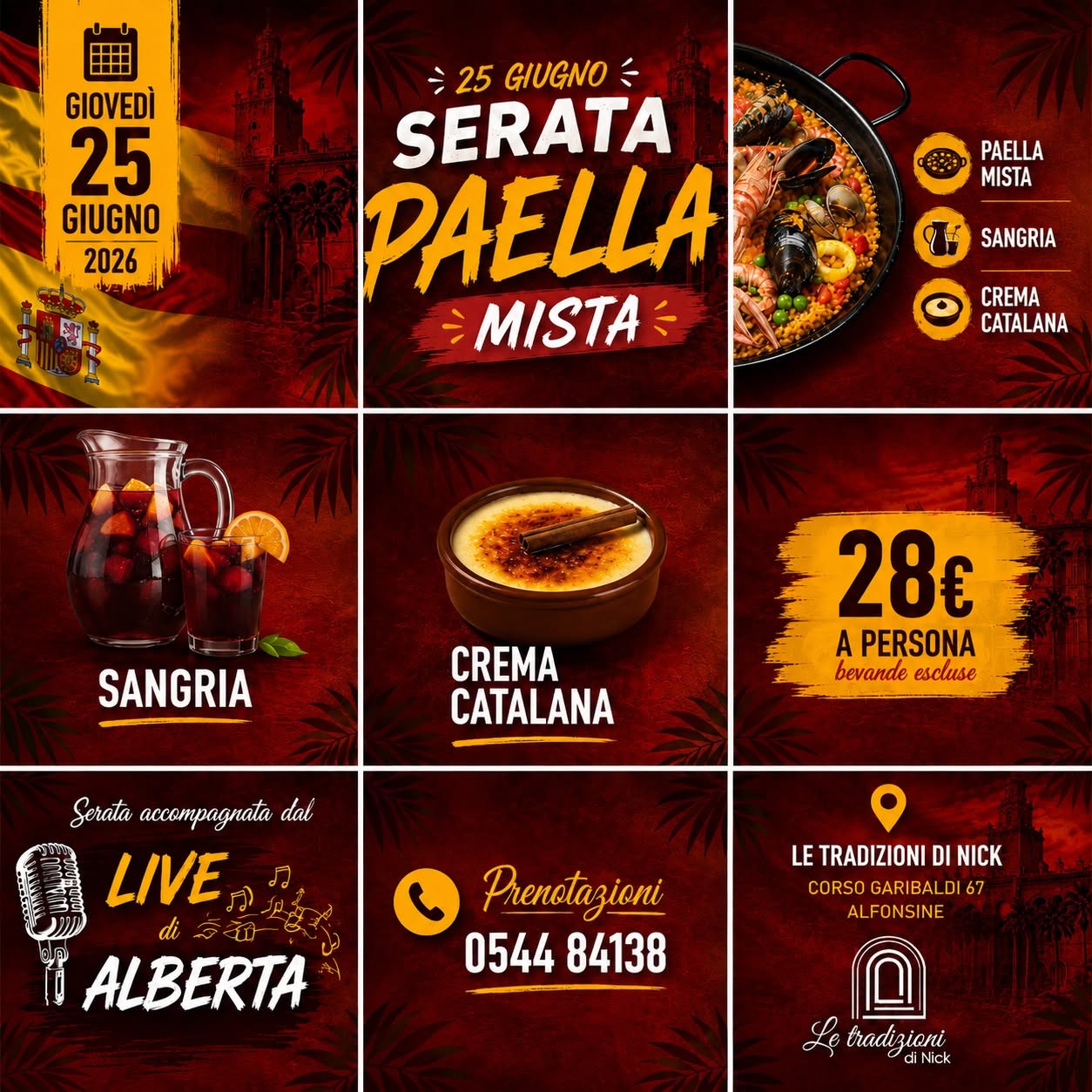 25 GIUGNO 2026 – Da Nick Paella e Musica con Alberta