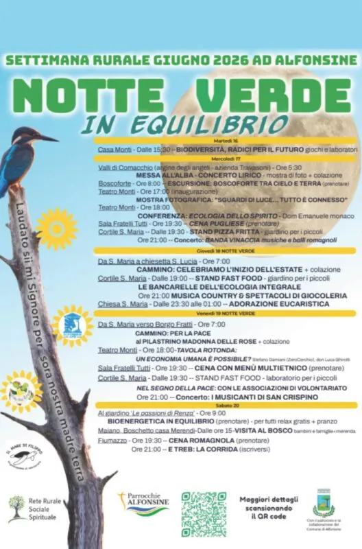 19 GIUGNO 2026 – EVENTO – La Settimana Rurale / Notte Verde dell’Ecologia Integrale Programma di oggi