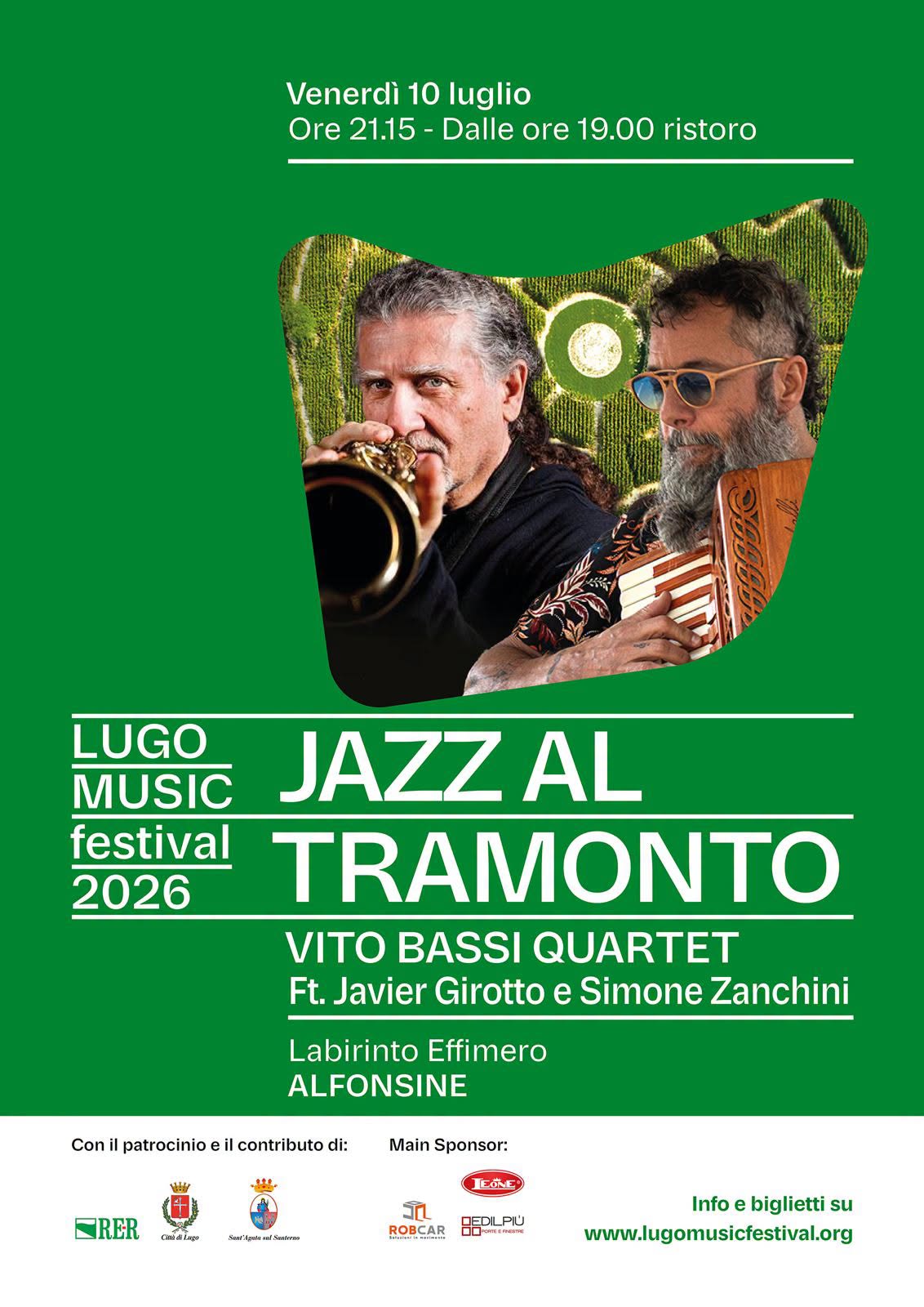 10 LUGLIO 2026 – CONCERTO – Al Labirinto effimero di Galassi concerto JAZZ con VITO BASSI QUARTET