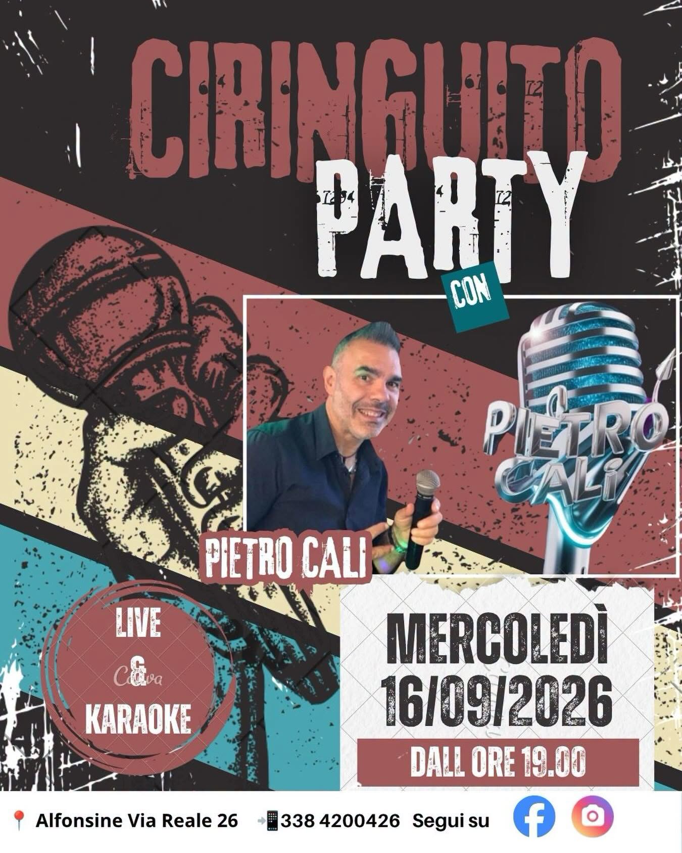 16 SETTEMBRE 2026 – EVENTO – “CIRINGUITO PARTY”  KARAOKE E CENA Al Casolare da Ross e Simo